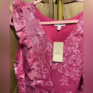Como Vintage Plus Size Curvy Mini Dress Tunic Pink Metallic Size XXL